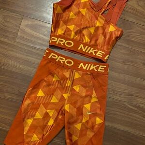 Nike Pro Orange and Yellow Geometric Sportswear